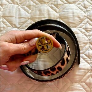 Tory Burch Cheetah Belt with Gold Emblem (Small)